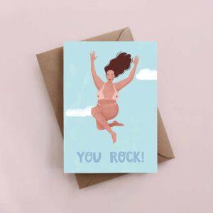 You rock! Ermuntende und fröhliche Geburtstagskarte. Witzige Faltkarte A6 für glückliche Grüsse.