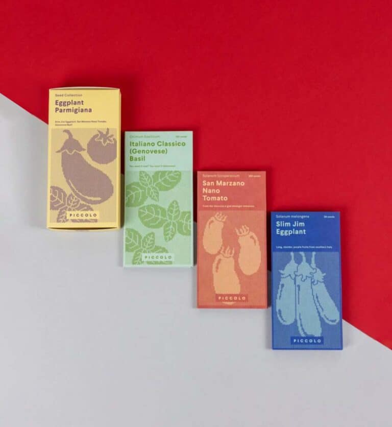 Piccolo bietet Gemüse- und Pflanzensamen an, die speziell für den Topfanbau entwickelt wurden: kompakte Zwergsorten, die sich für Terrassengärten eignen. Das ausgewählte Saatgut wird mit nachhaltigen und vollständig recycelbaren Materialien verpackt.