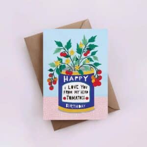 Happy Tomatoes! Tomatige Geburtstagsgrüsse. Faltkarte von der kreativen Kroatin Maja Tomljanovic.