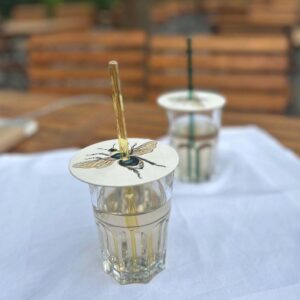 Glasuntersetzer mit Trinkhalm-Loch