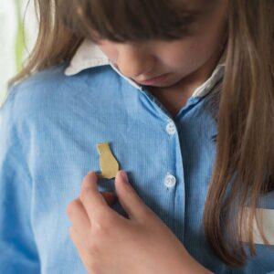 Messing Brosche - Miezekatze